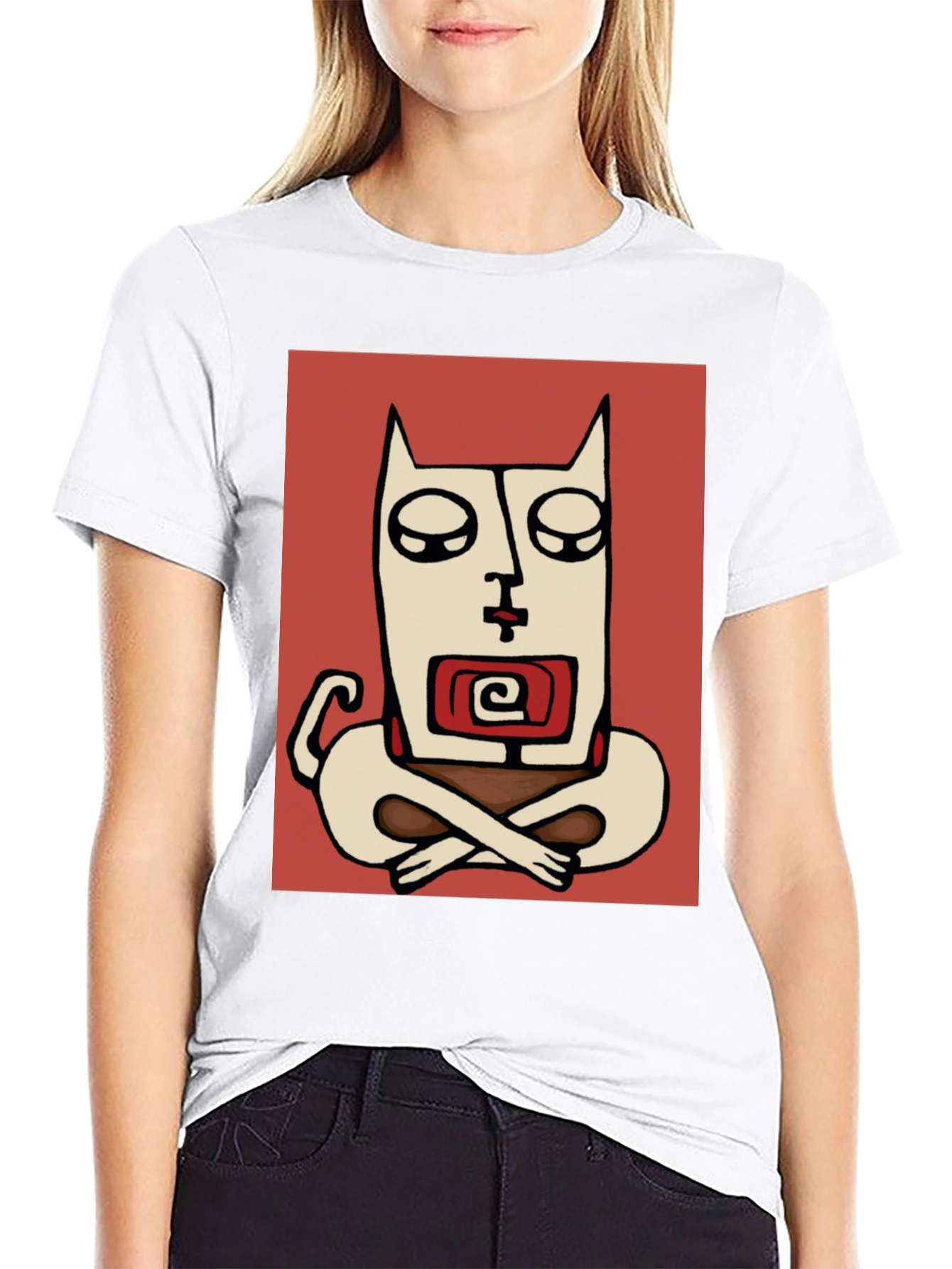 Abstract Meditating Cat Graphic Tee
