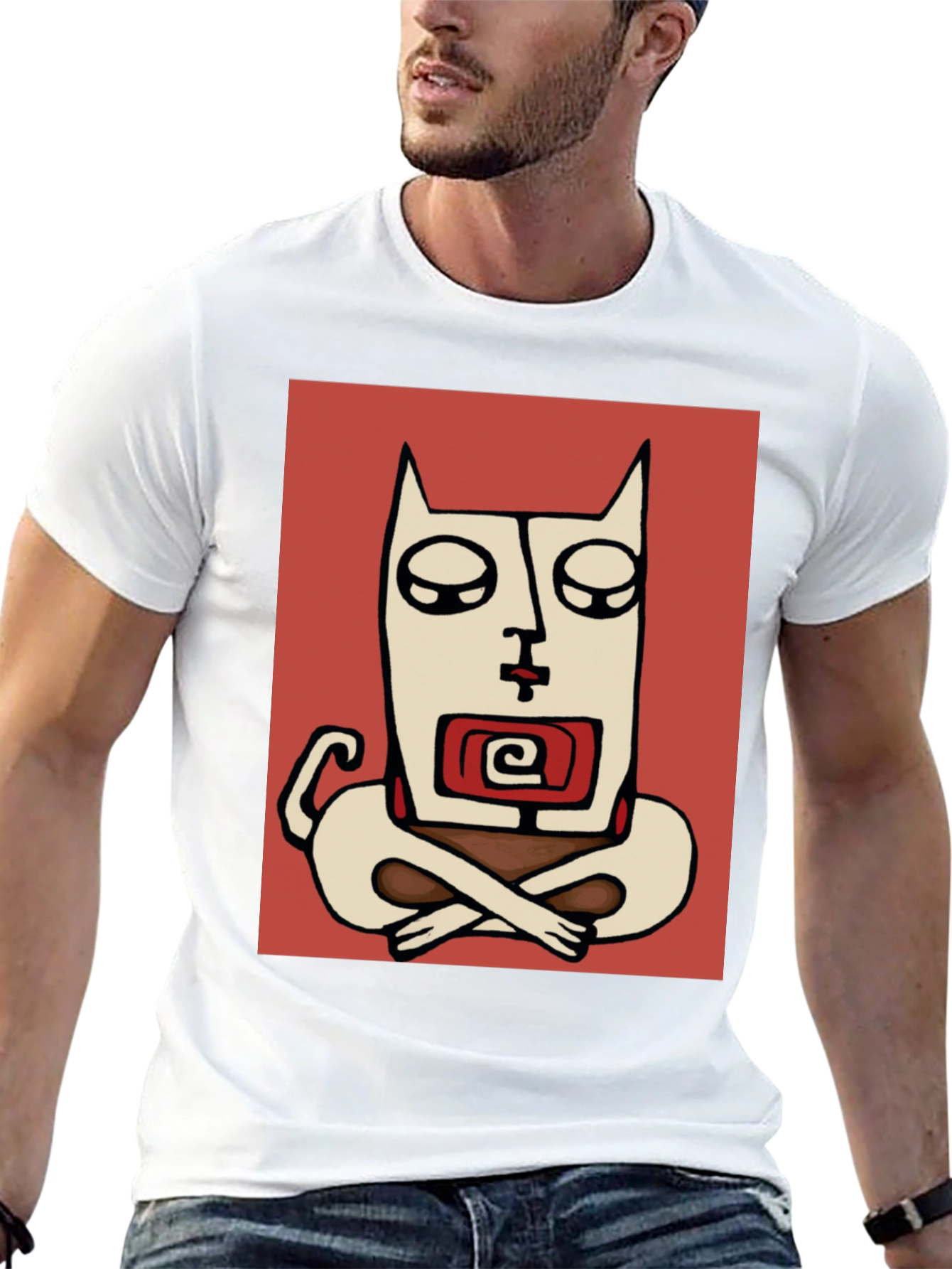 Abstract Meditating Cat Graphic Tee