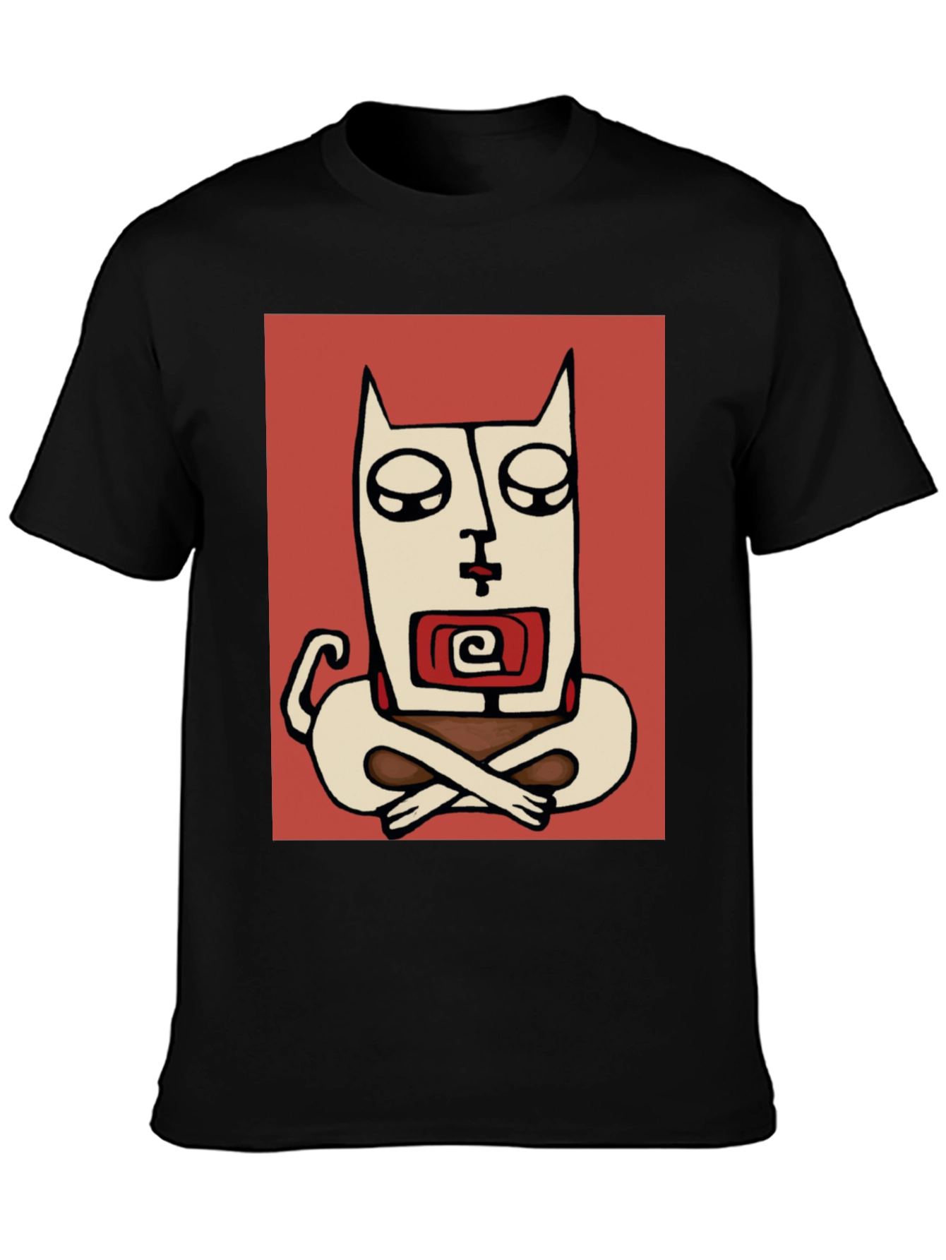 Abstract Meditating Cat Graphic Tee