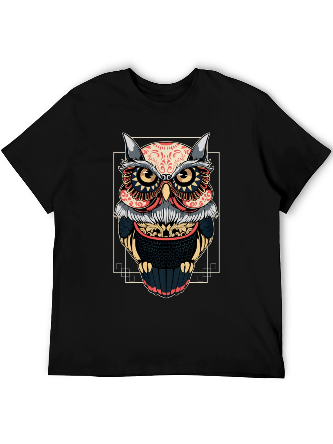 Owl Graphic Black T-Shirt - Stylish Bird Design