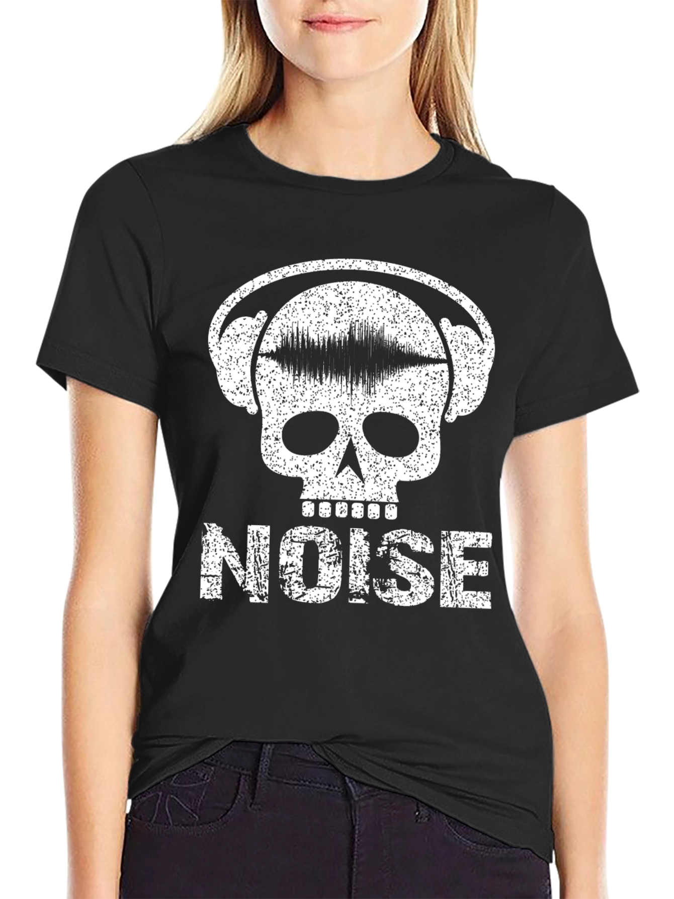 Noise Skull Graphic T-Shirt - Black