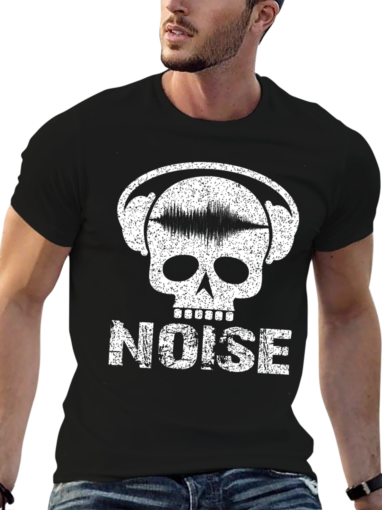 Noise Skull Graphic T-Shirt - Black