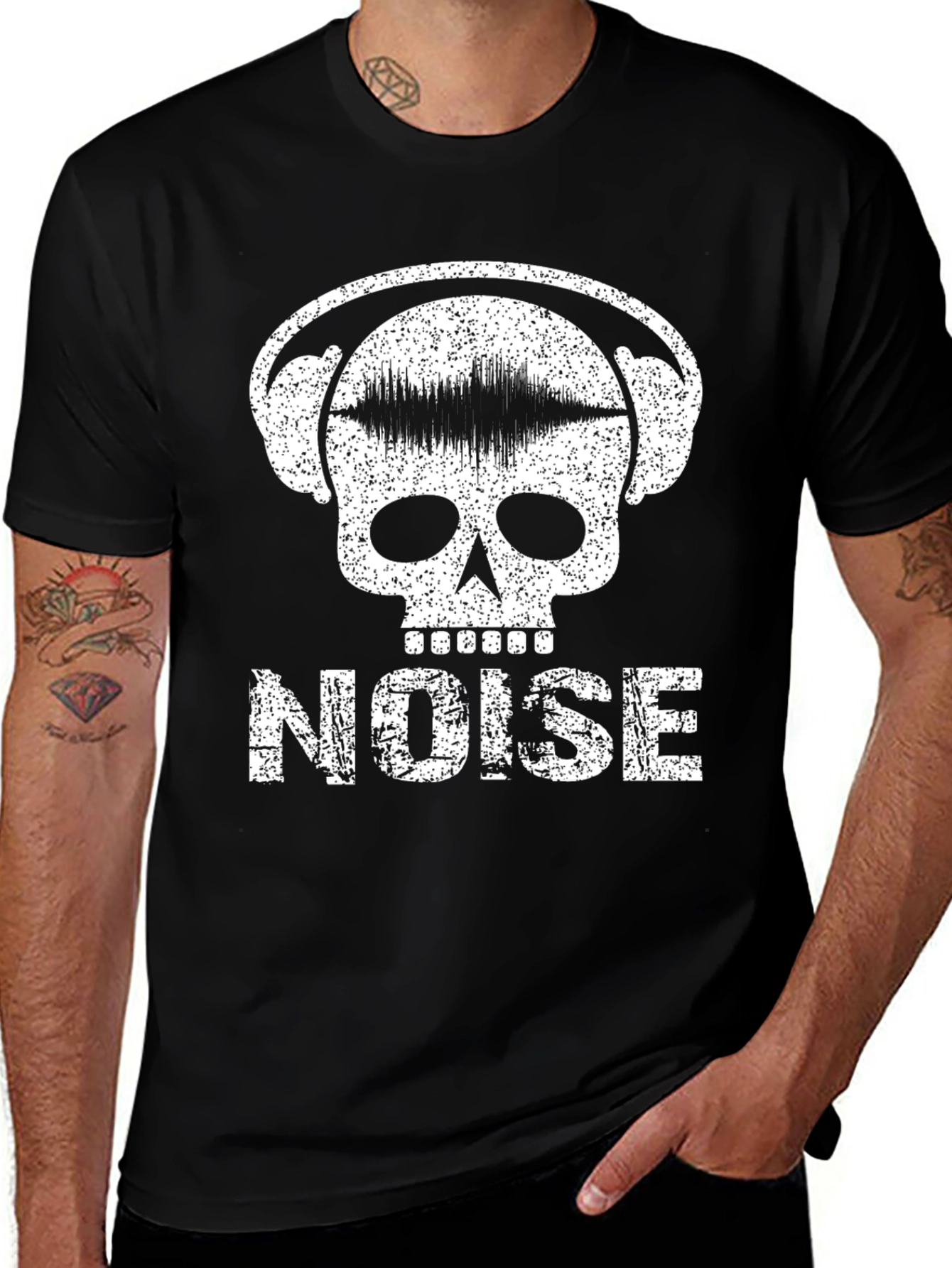 Noise Skull Graphic T-Shirt - Black