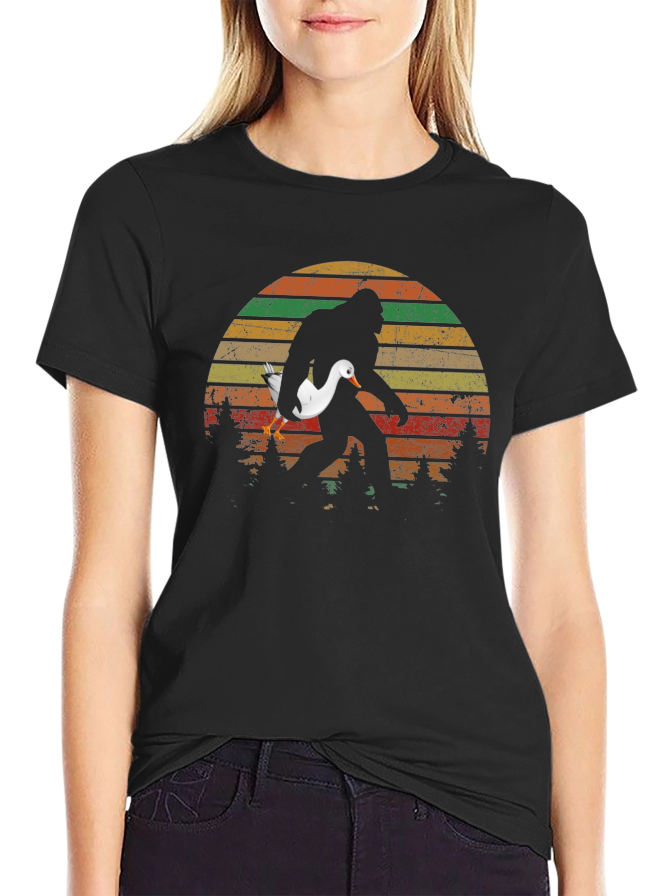 Sasquatch Duck Sunset T-Shirt