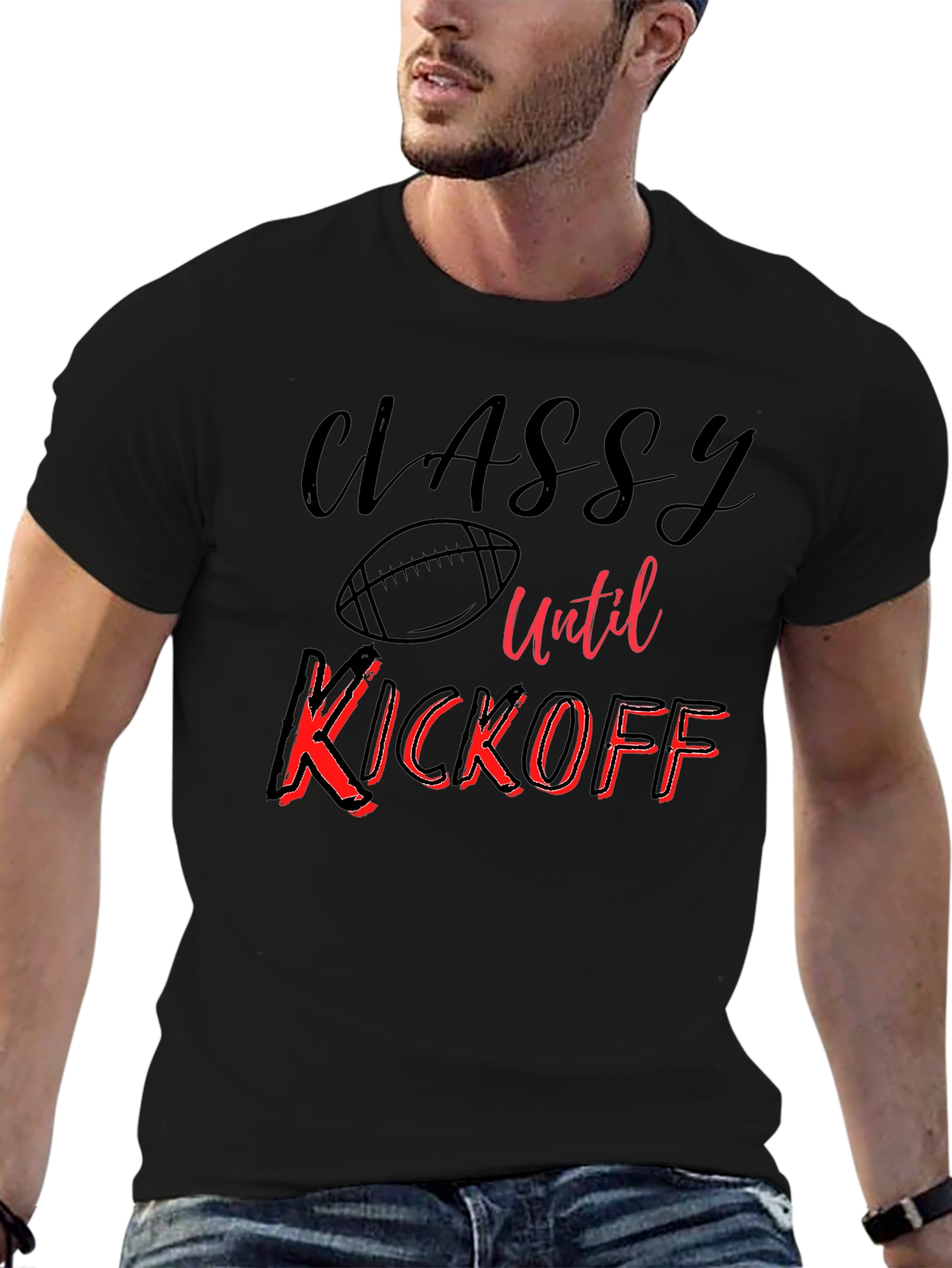 Classy Until Kickoff Black T-Shirt
