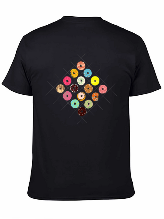 Donut Pattern Black T-Shirt
