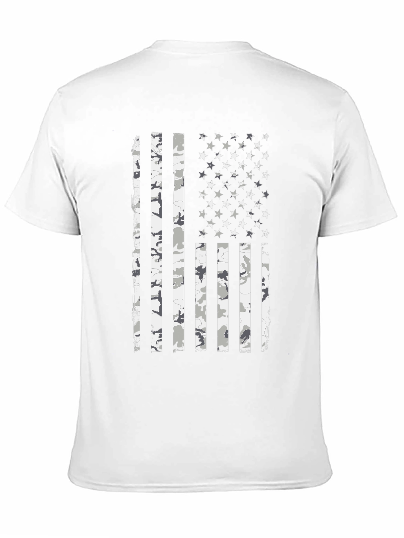 Distressed American Flag Camo Print Black T-Shirt