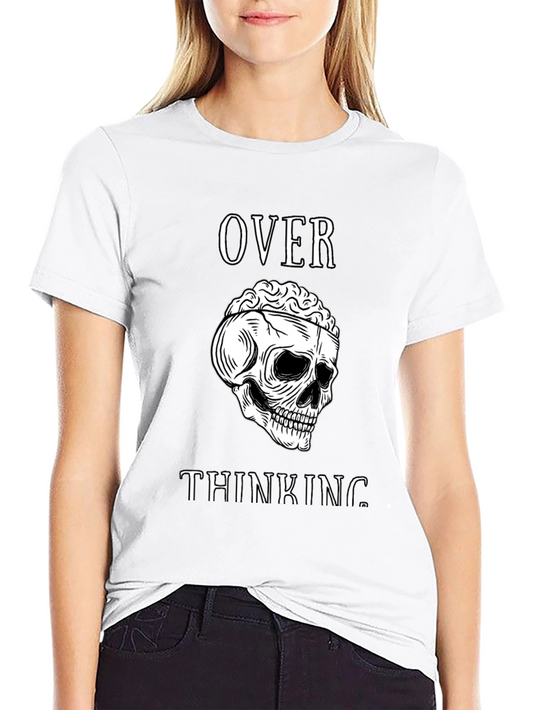 Overthinking Skull Graphic Tee - Mens Black T-Shirt