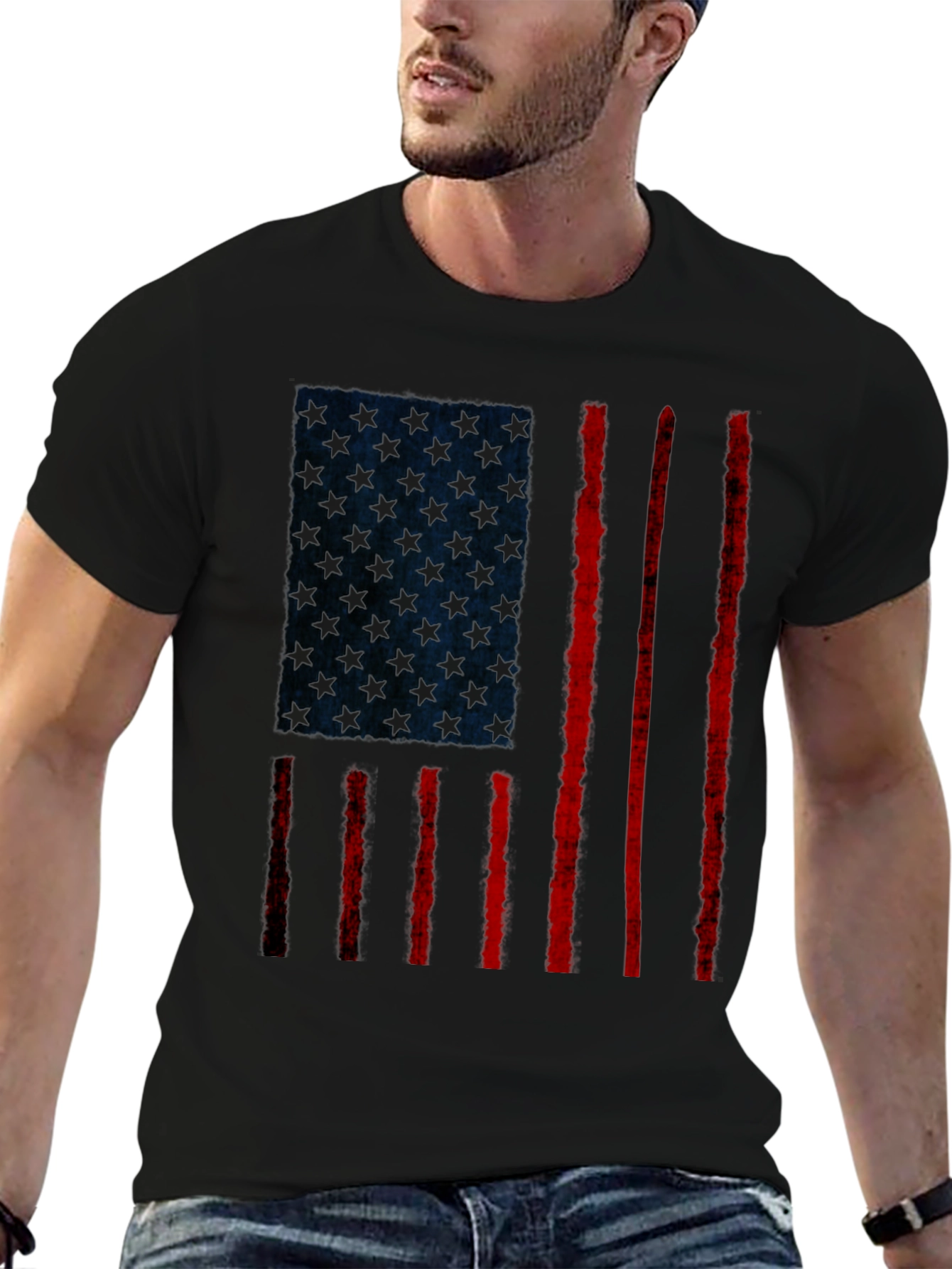 Distressed American Flag Graphic T-Shirt