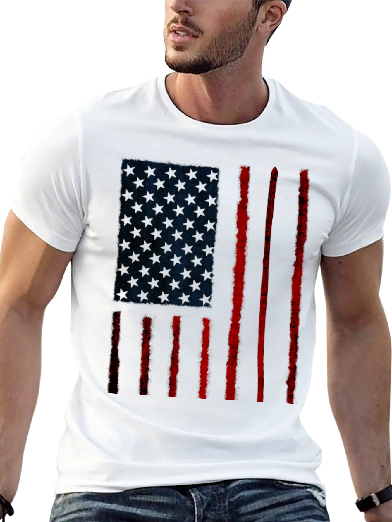 Distressed American Flag Graphic T-Shirt
