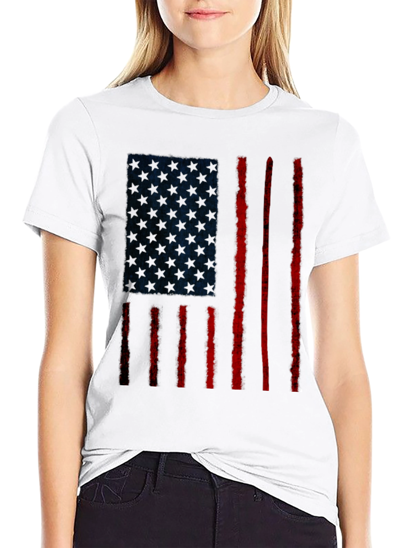 Distressed American Flag Graphic T-Shirt