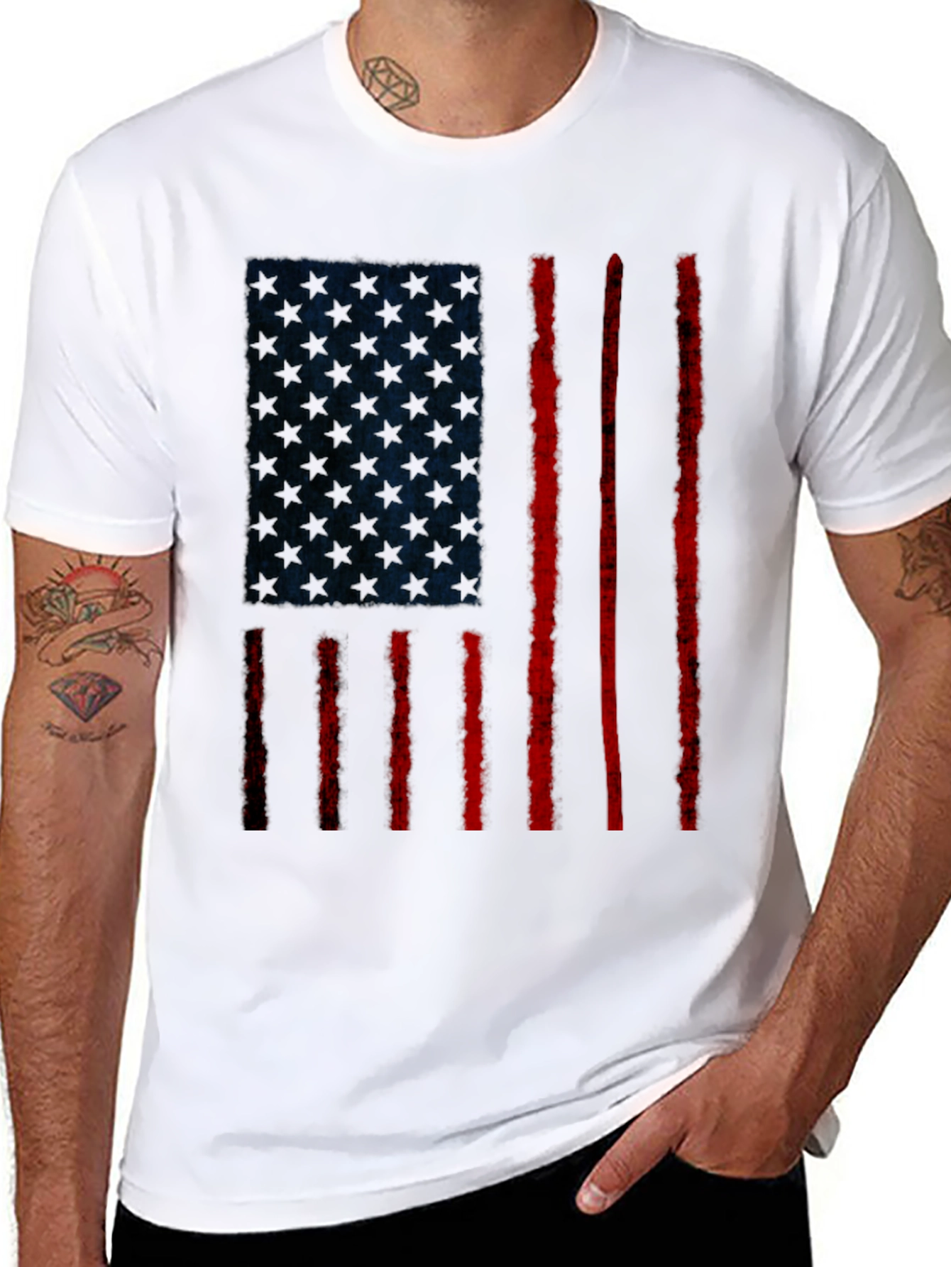 Distressed American Flag Graphic T-Shirt