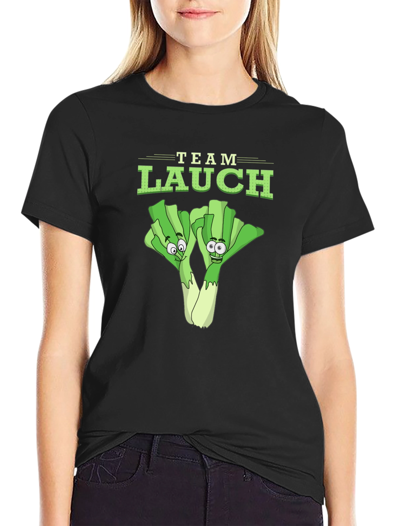 Team Lauch Funny Leek Cartoon Graphic T-Shirt
