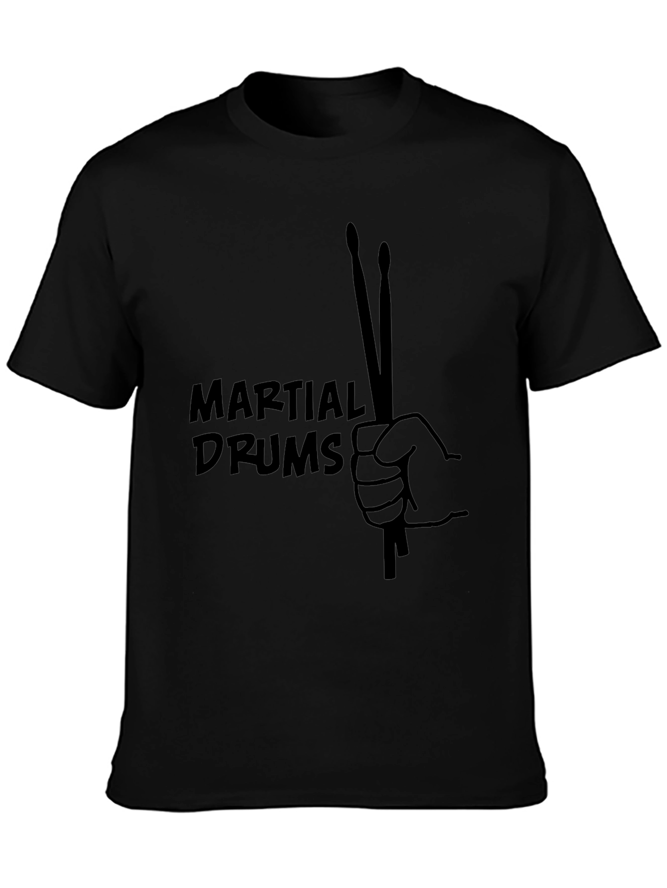 Martial Drums Black T-Shirt Drummer Musician Tee