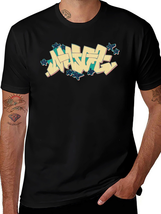 Urban Graffiti Style Black T-Shirt
