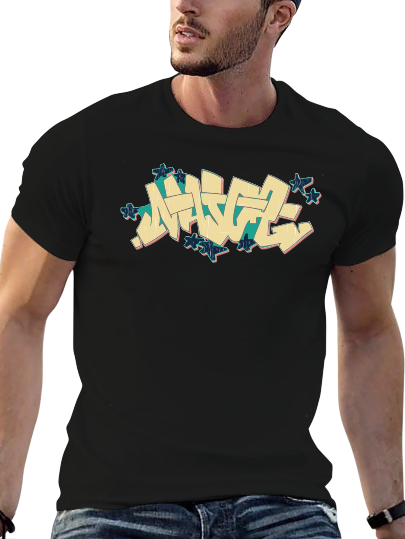 Urban Graffiti Style Black T-Shirt