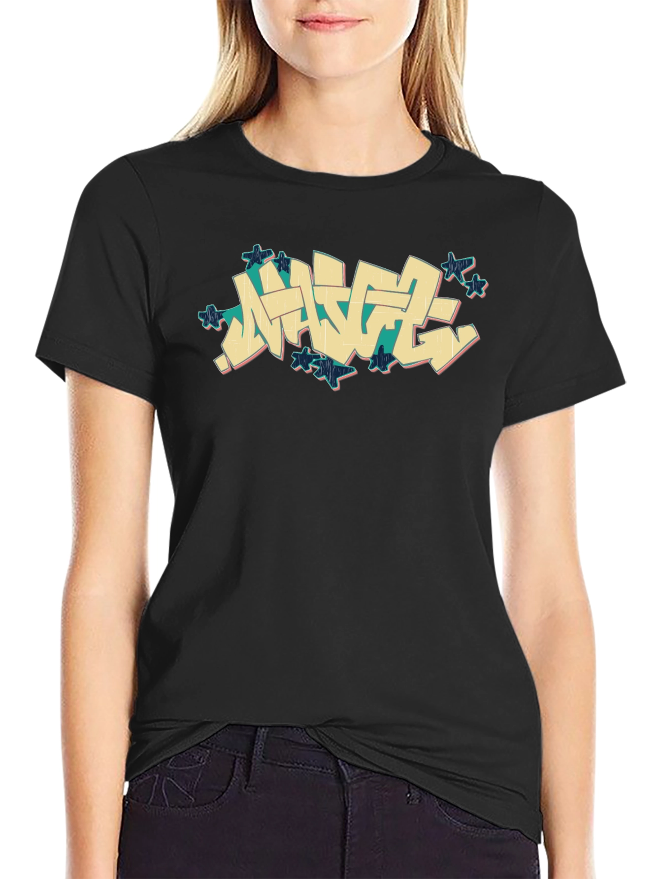 Urban Graffiti Style Black T-Shirt