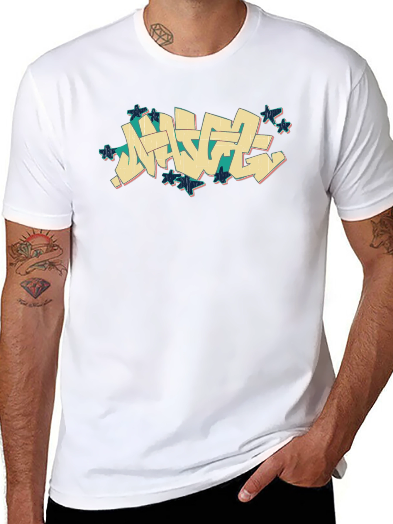 Urban Graffiti Style Black T-Shirt