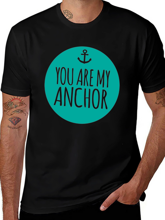 You Are My Anchor Graphic Tee - Mens Black Cotton Blend