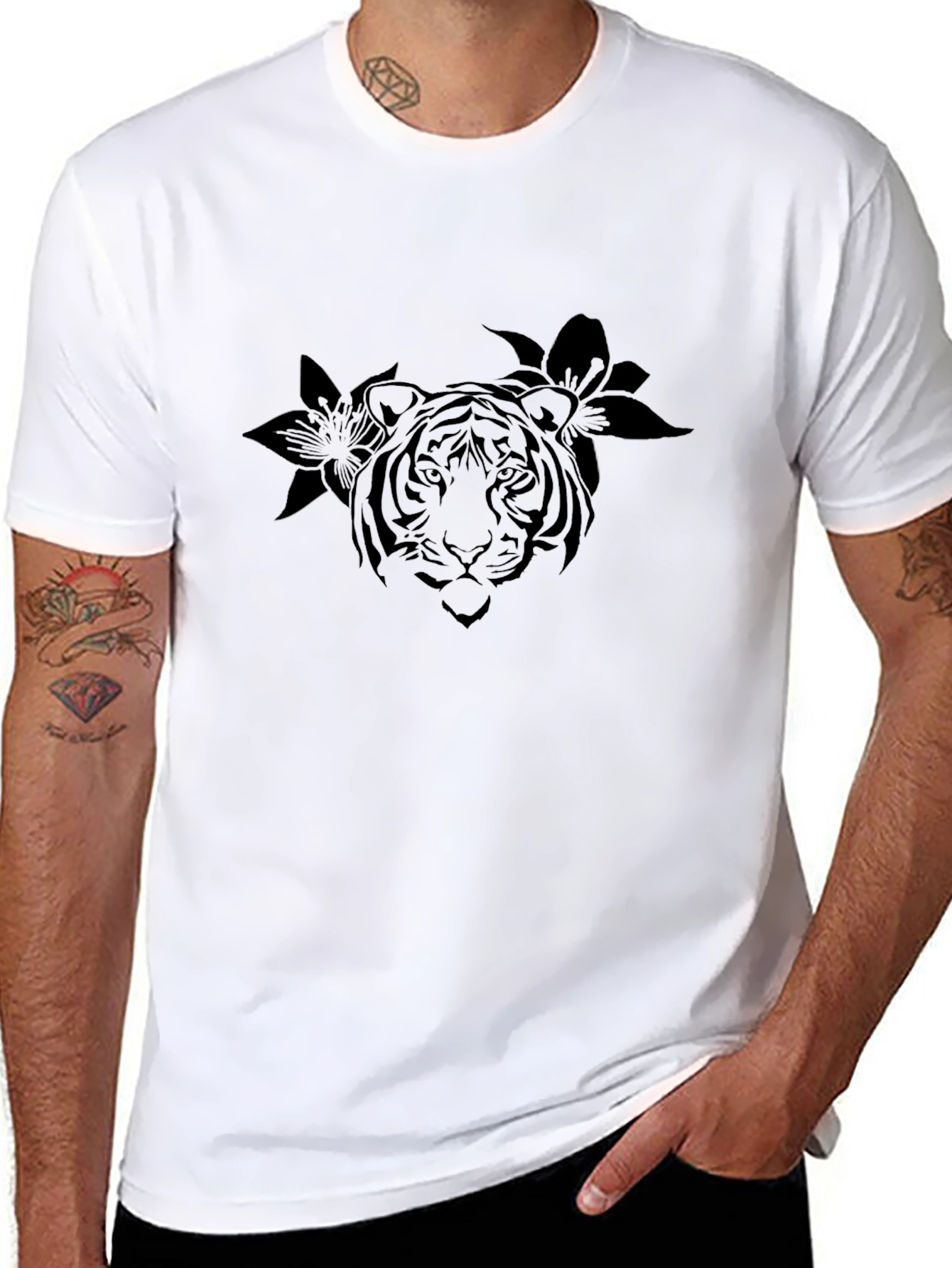 Black Tiger Floral Graphic Tee
