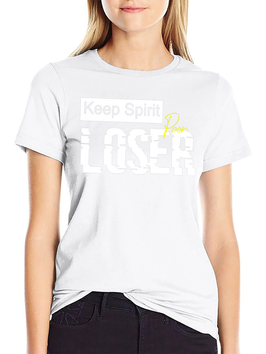 Keep Spirit Poor Loser Mens Black Graphic T-Shirt