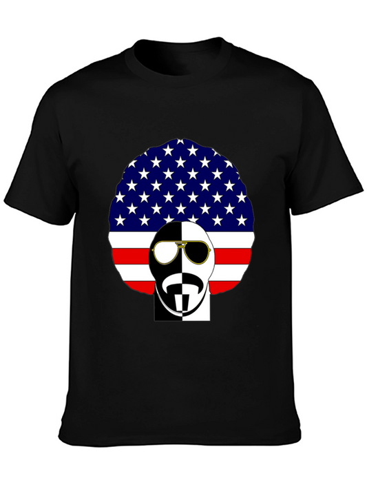 Cool American Flag Afro Black T-Shirt