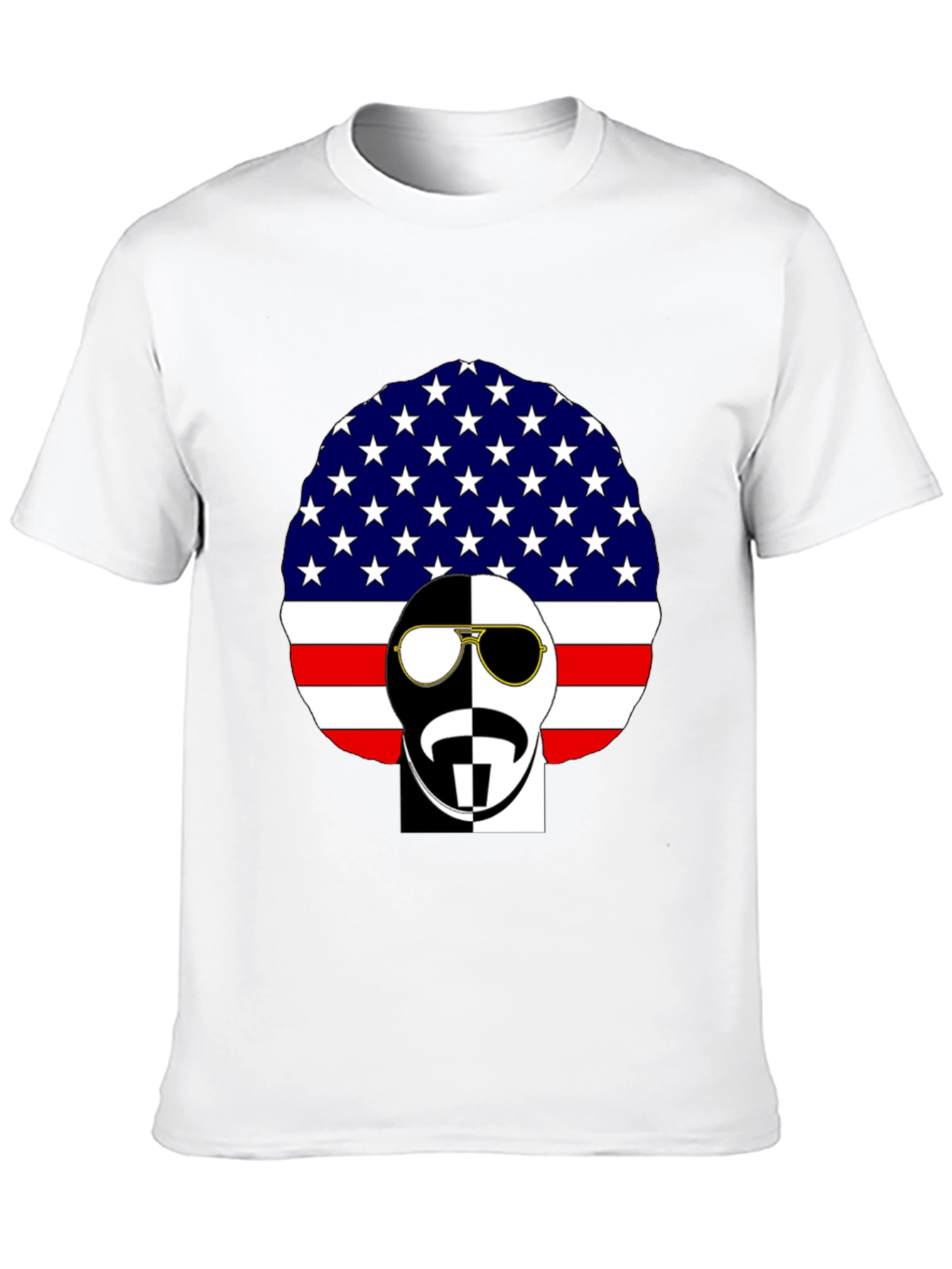 Cool American Flag Afro Black T-Shirt