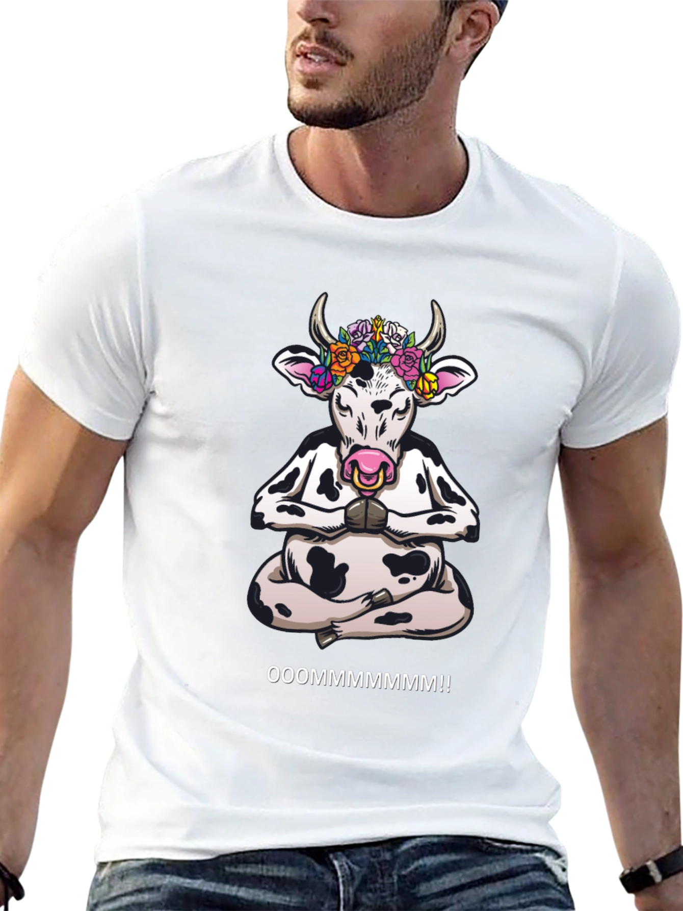 Meditating Cow Graphic T-Shirt - OOOOMMMMMMM!!