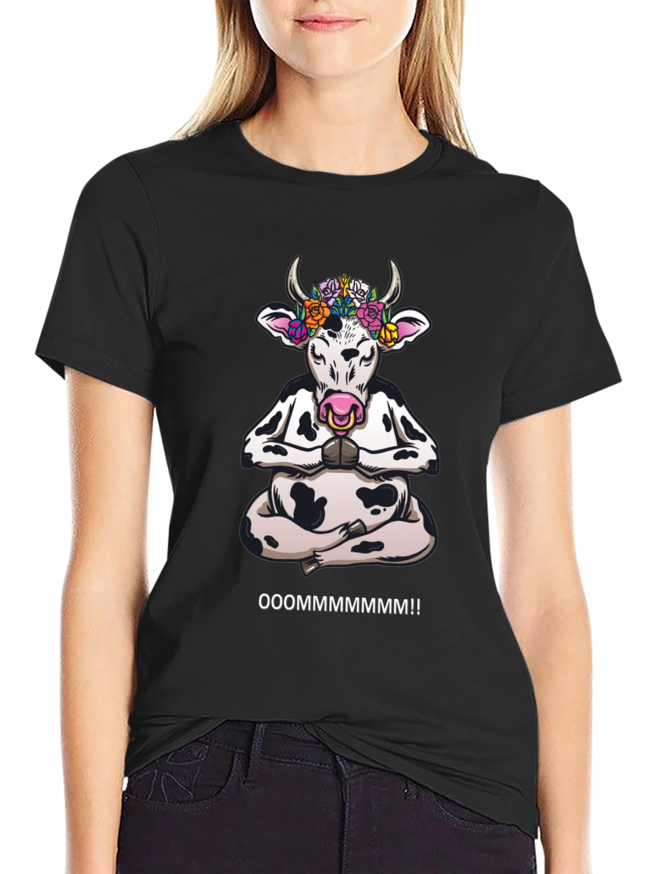 Meditating Cow Graphic T-Shirt - OOOOMMMMMMM!!