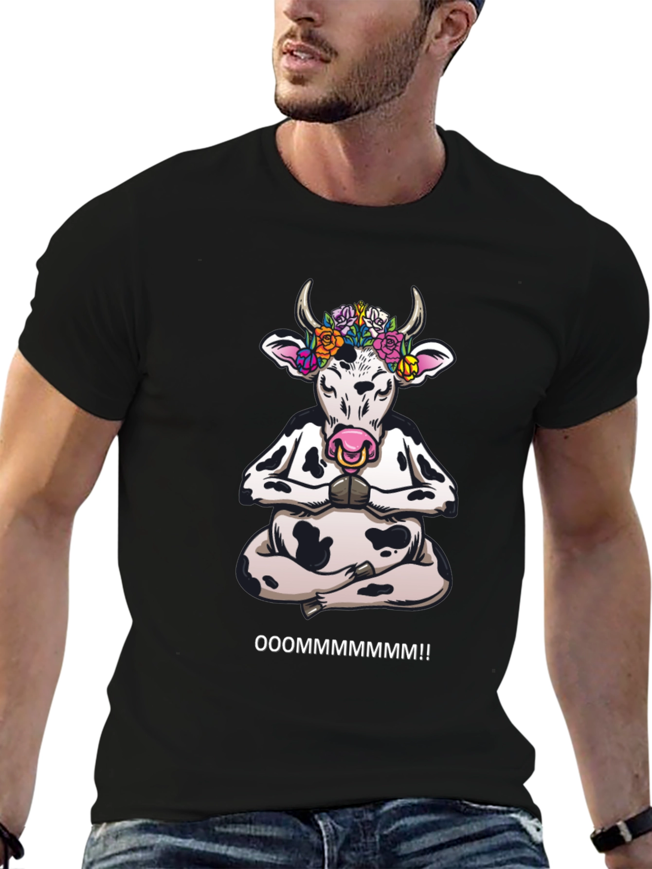 Meditating Cow Graphic T-Shirt - OOOOMMMMMMM!!