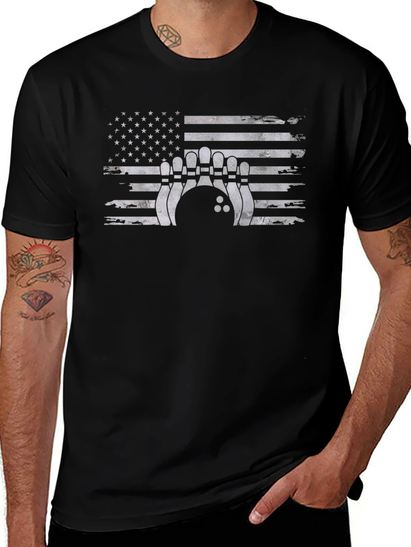 Bowling USA Flag Graphic T-Shirt