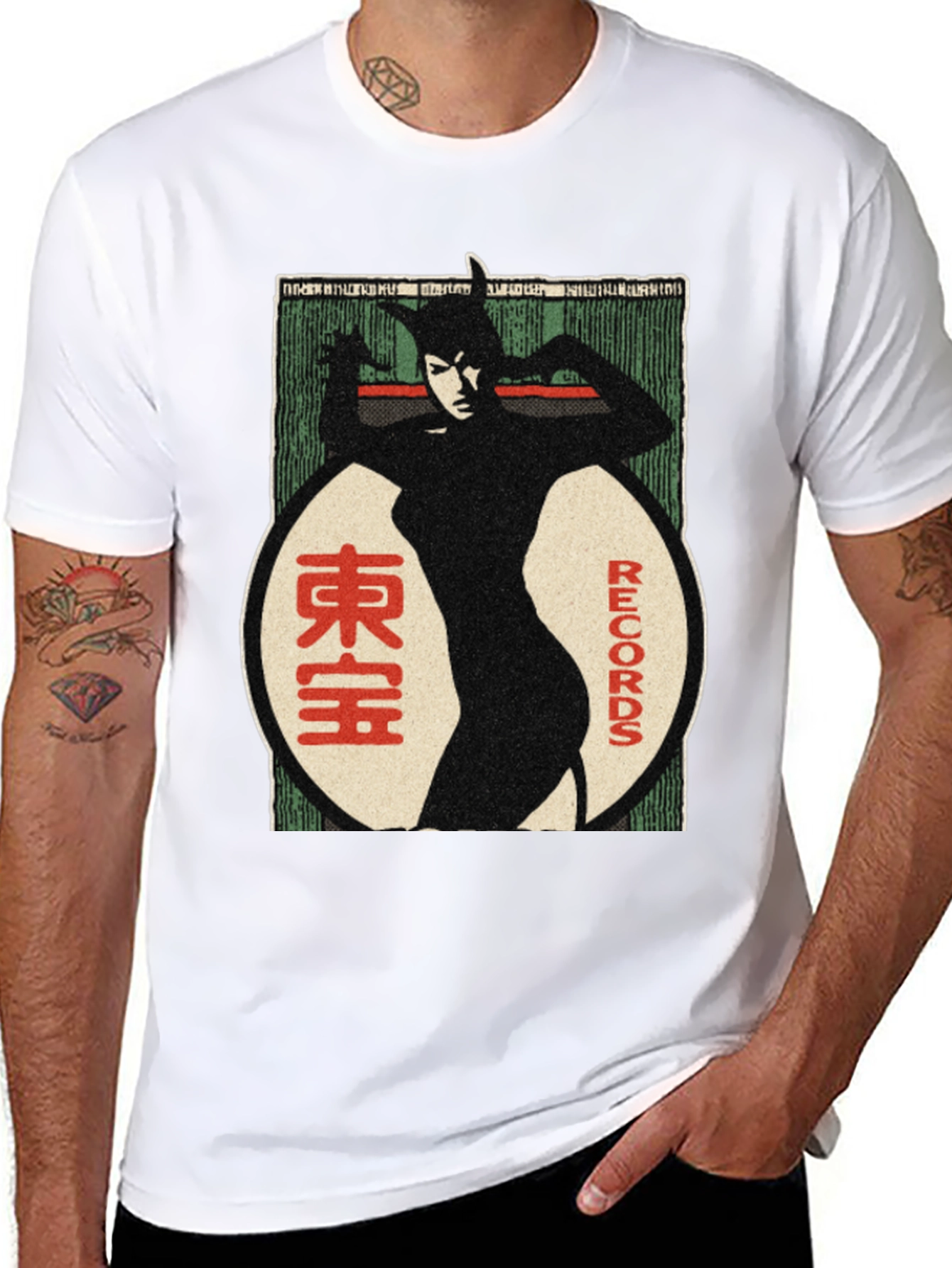Retro Catwoman Records Graphic T-Shirt