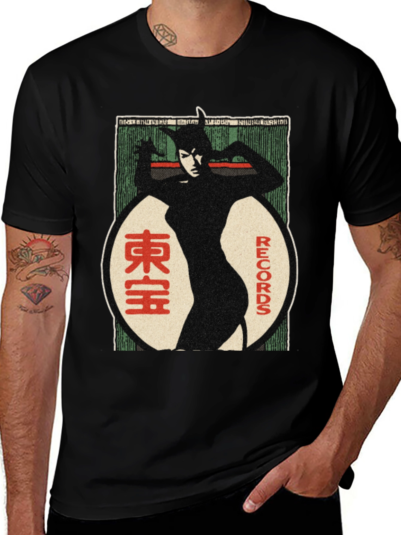 Retro Catwoman Records Graphic T-Shirt