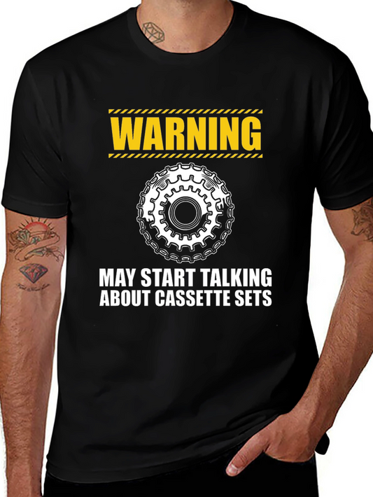 Warning: Cassette Sets T-Shirt - Cycling Enthusiast Apparel