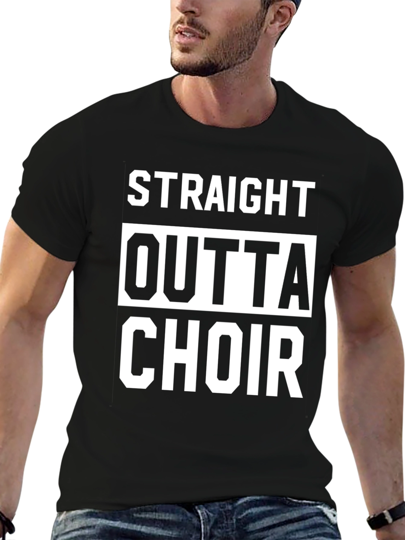 Straight Outta Choir Black Graphic Tee