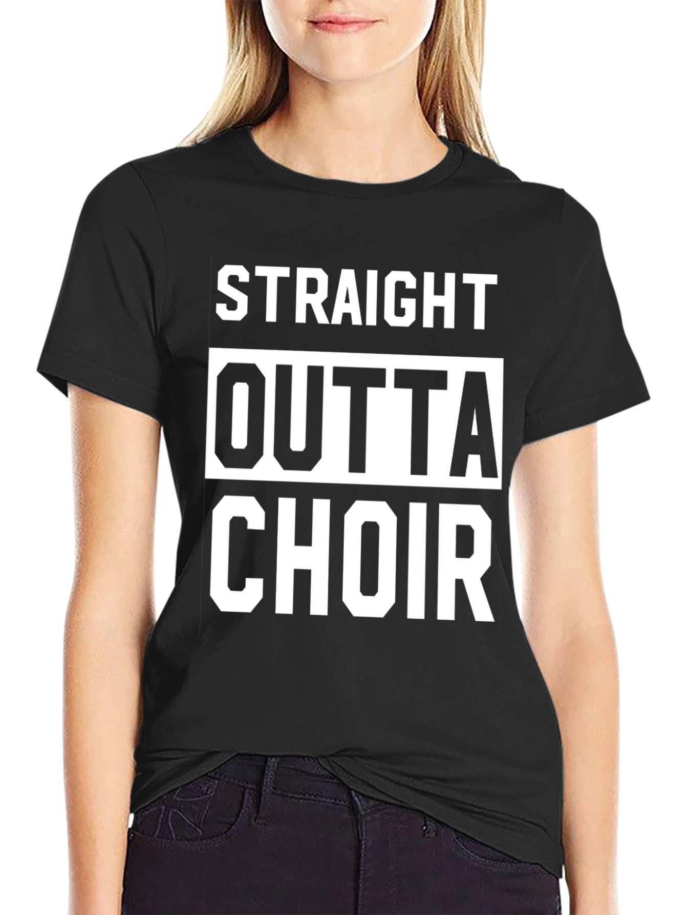Straight Outta Choir Black Graphic Tee
