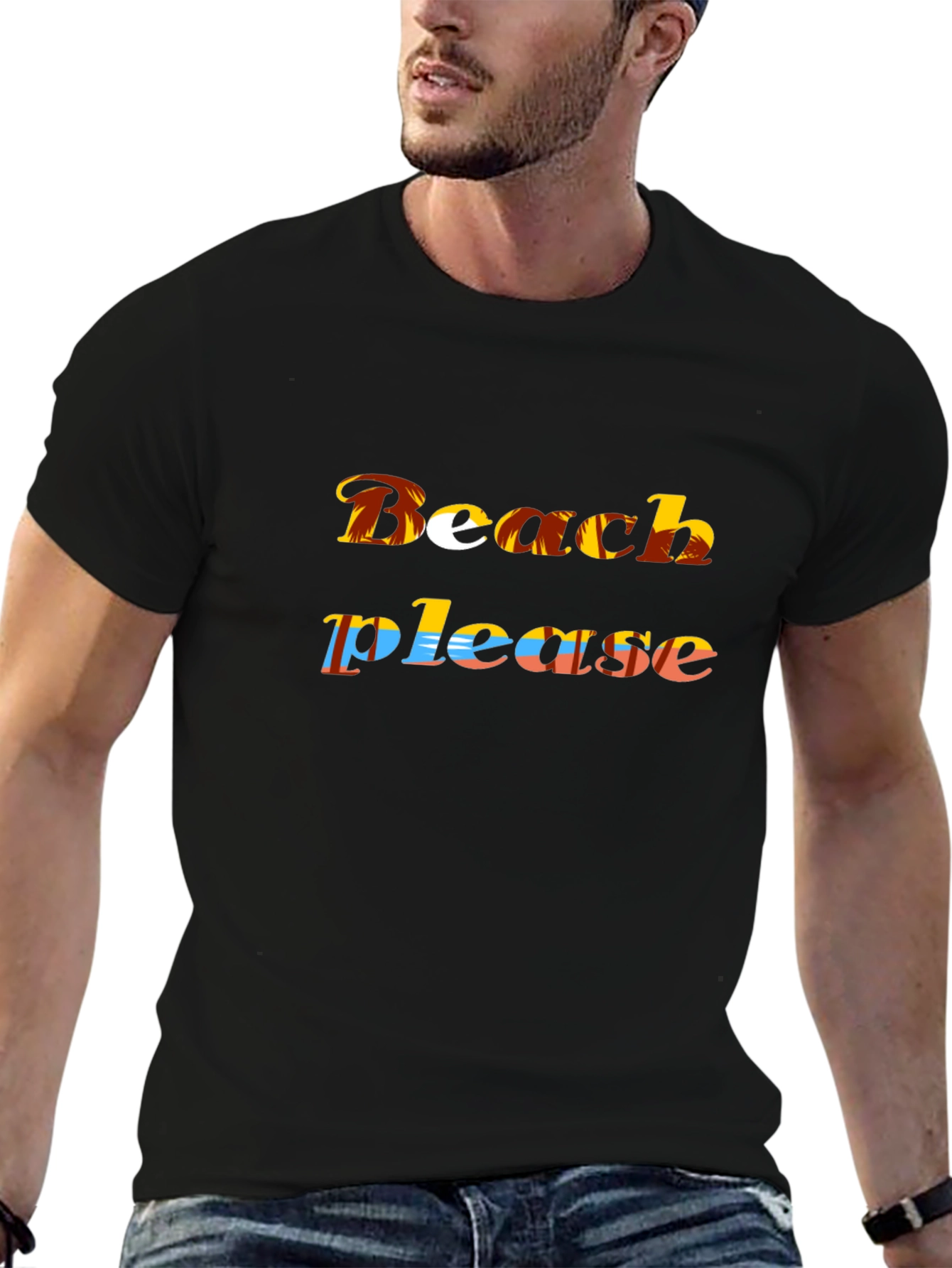 Beach Please Graphic T-Shirt - Black