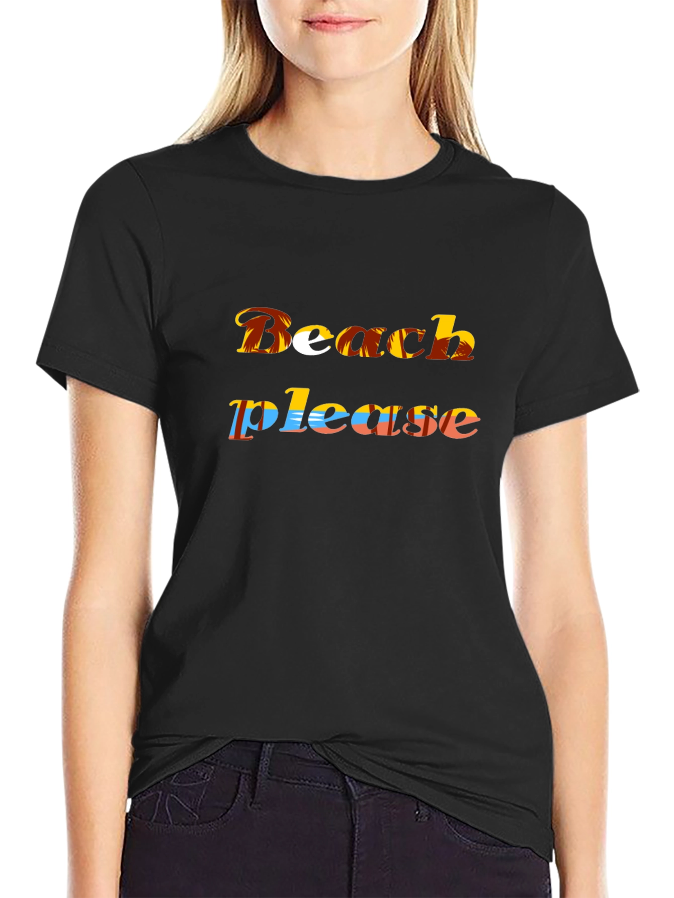 Beach Please Graphic T-Shirt - Black