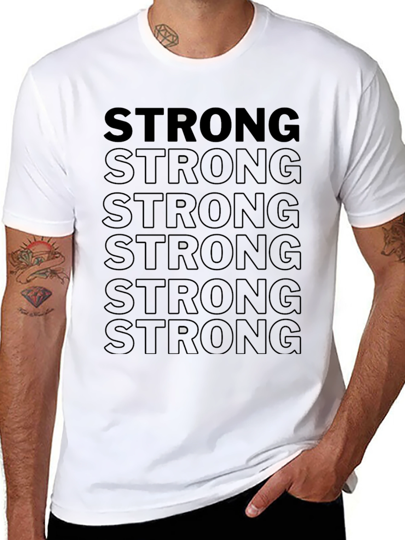 Strong Graphic Print Black T-Shirt