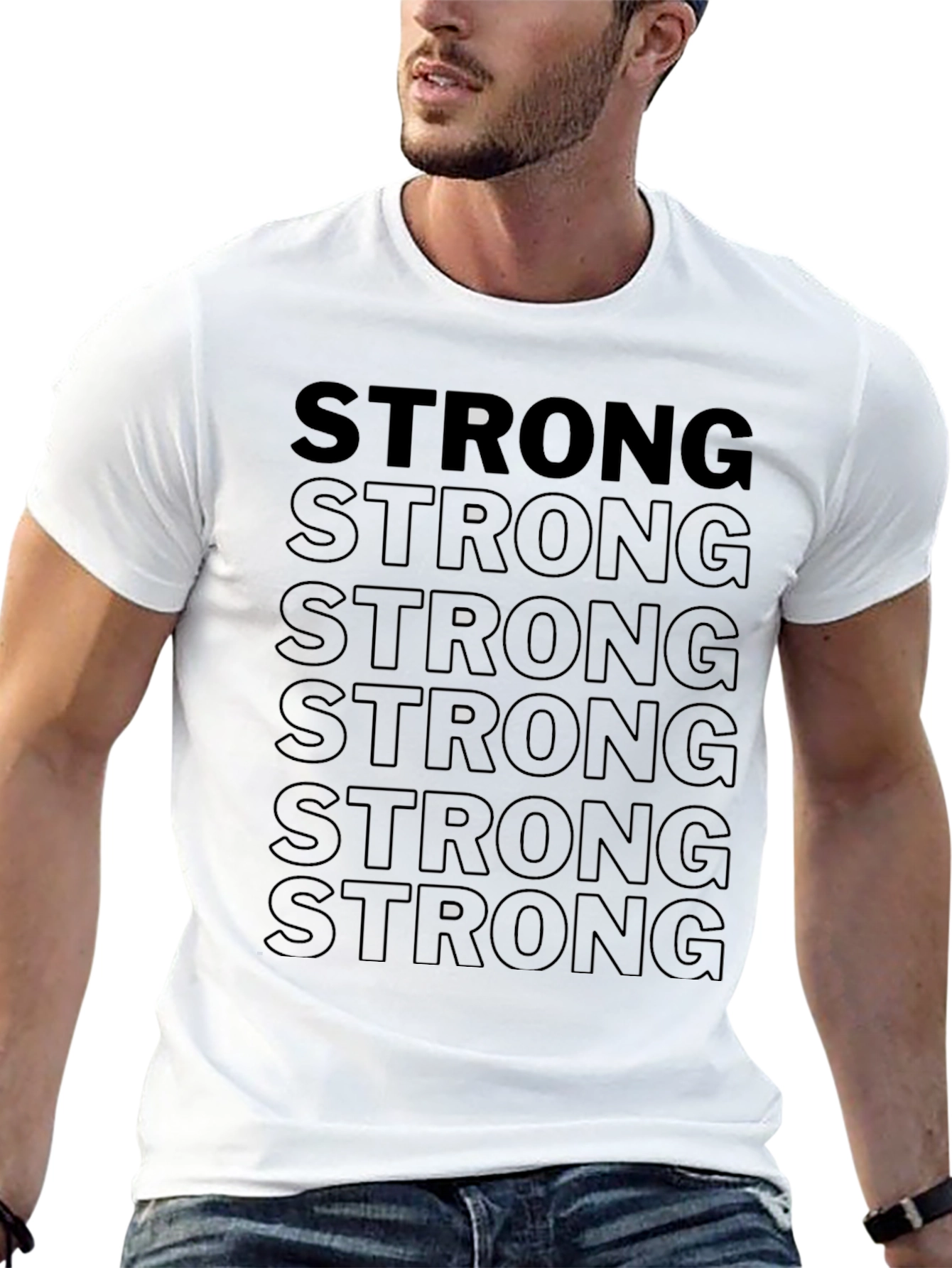 Strong Graphic Print Black T-Shirt