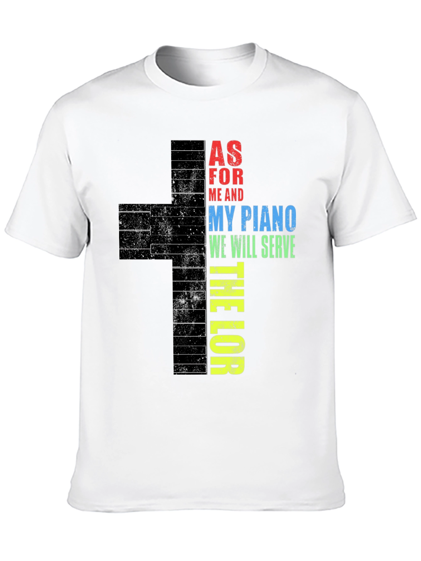 Piano Keys Cross T-Shirt - Serve the Lord