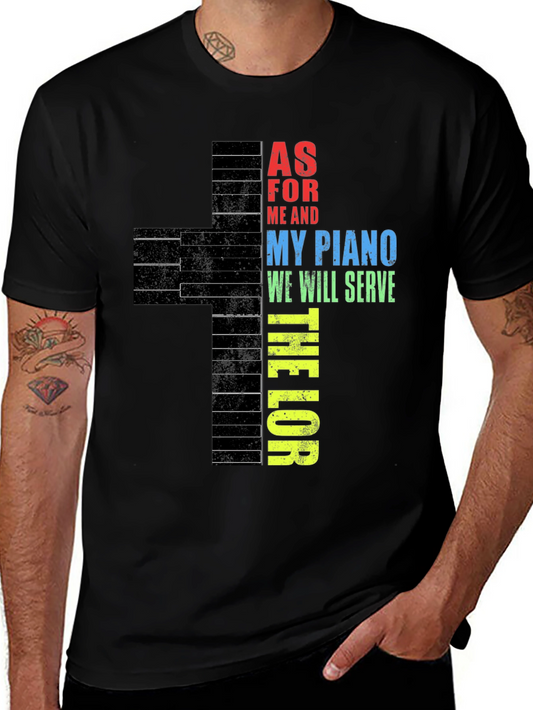 Piano Keys Cross T-Shirt - Serve the Lord