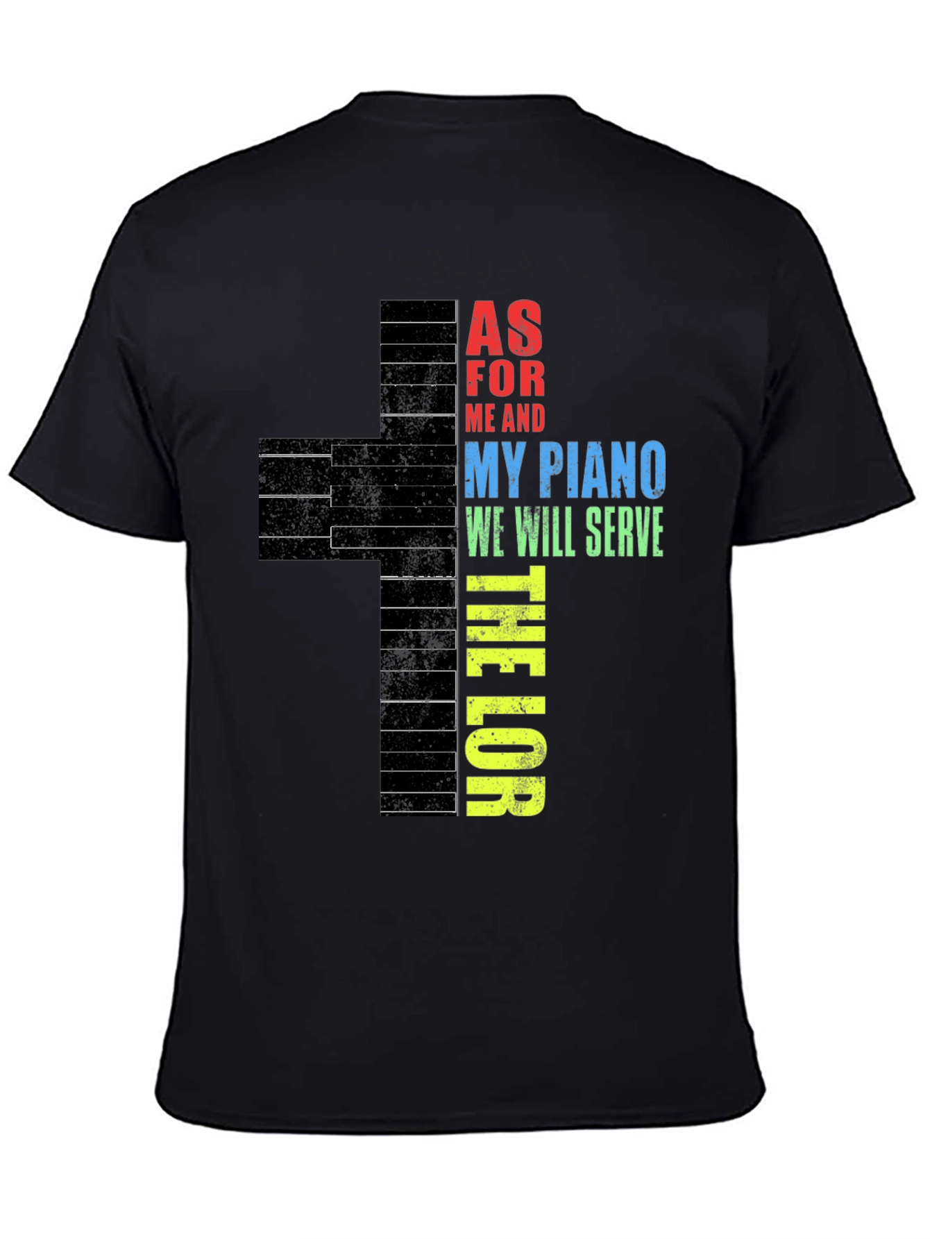 Piano Keys Cross T-Shirt - Serve the Lord