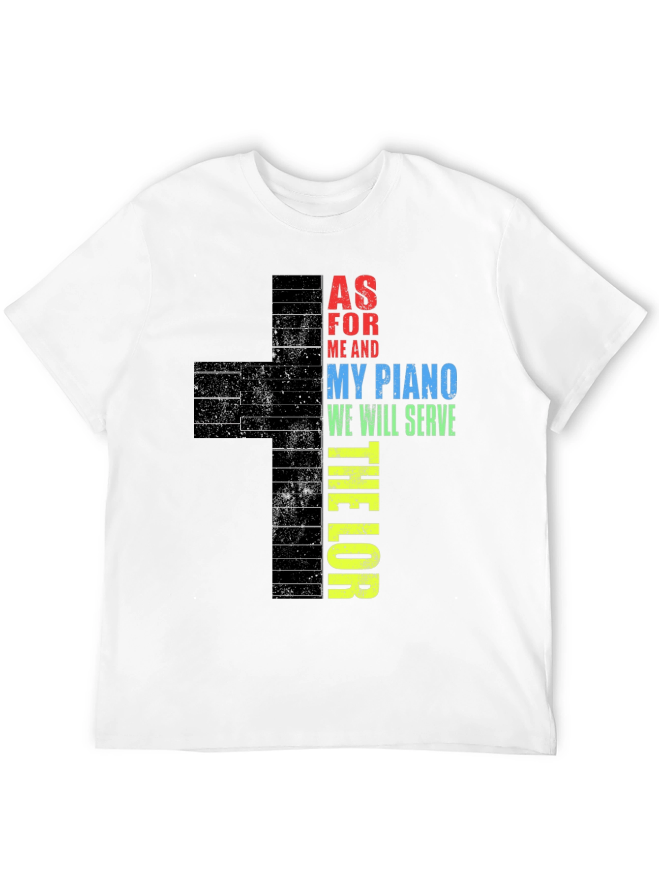 Piano Keys Cross T-Shirt - Serve the Lord