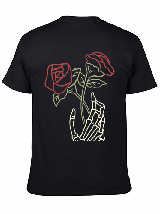 Skeleton Hand Roses Graphic Tee - Dark Aesthetic