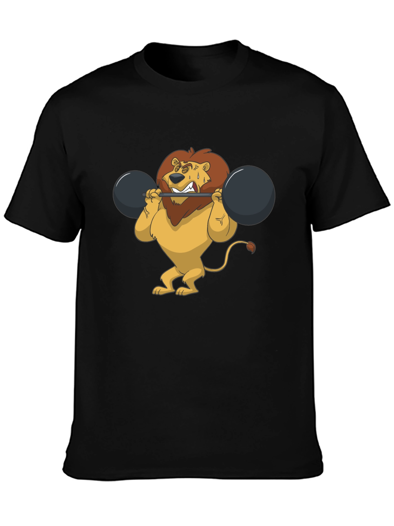 Lion Lifting Weights Graphic Tee - Black T-Shirt