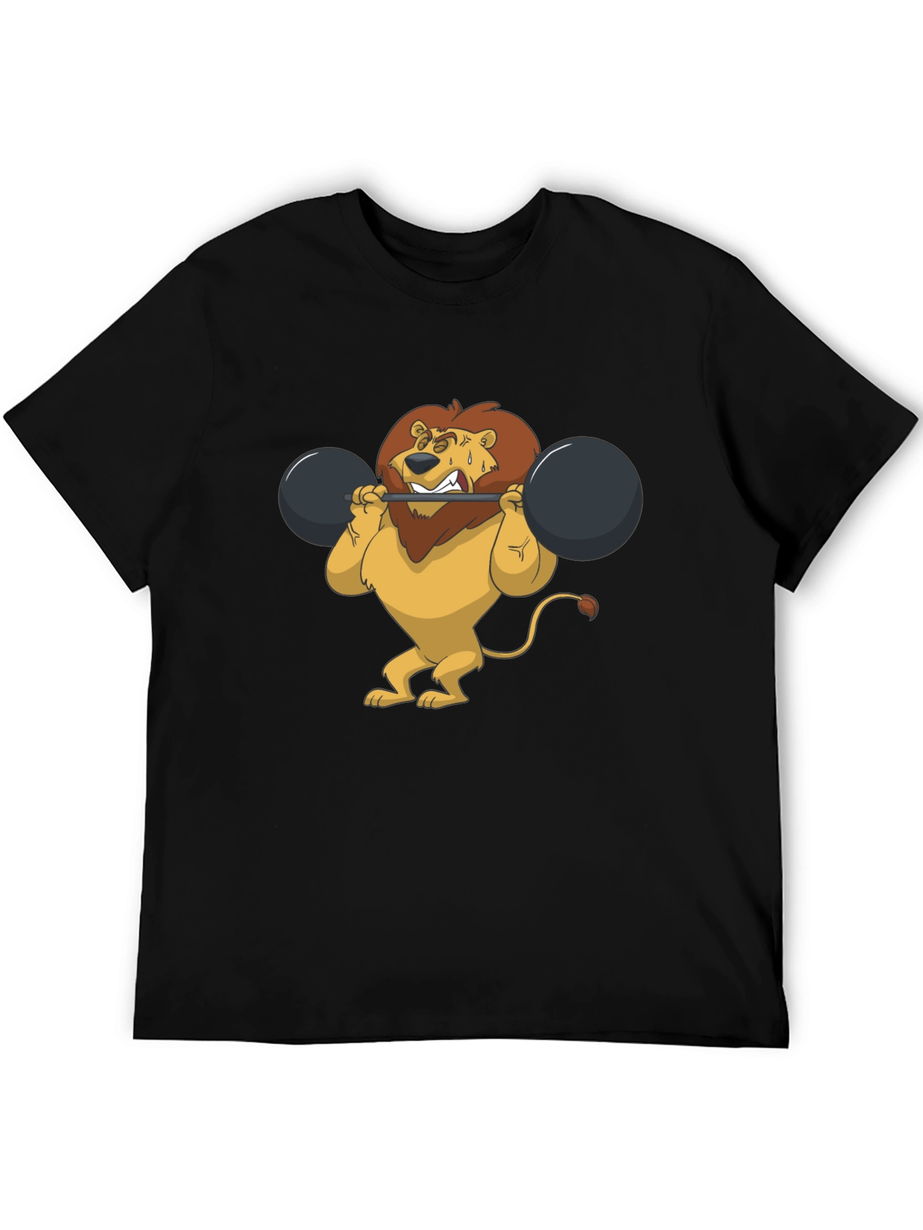 Lion Lifting Weights Graphic Tee - Black T-Shirt