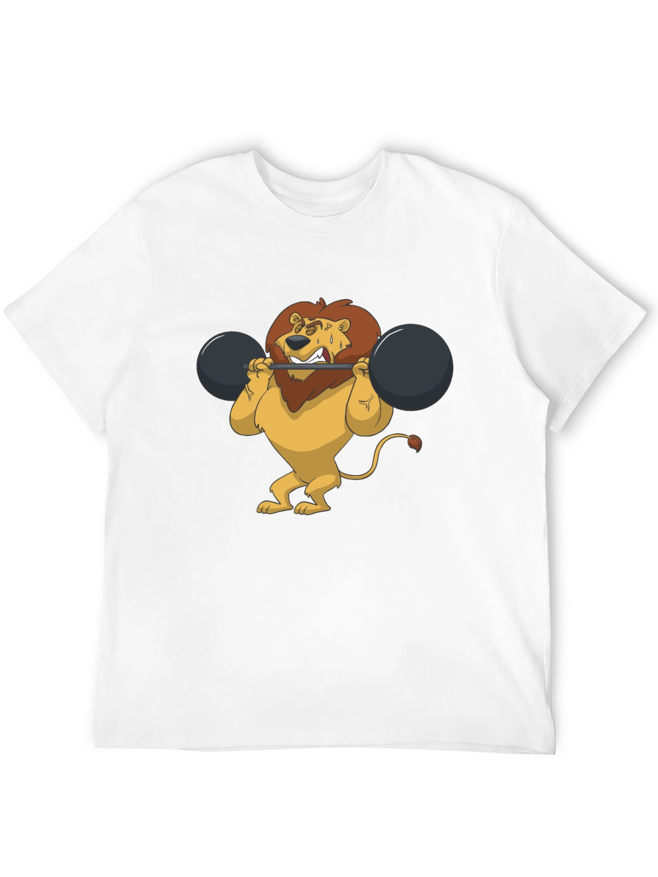 Lion Lifting Weights Graphic Tee - Black T-Shirt