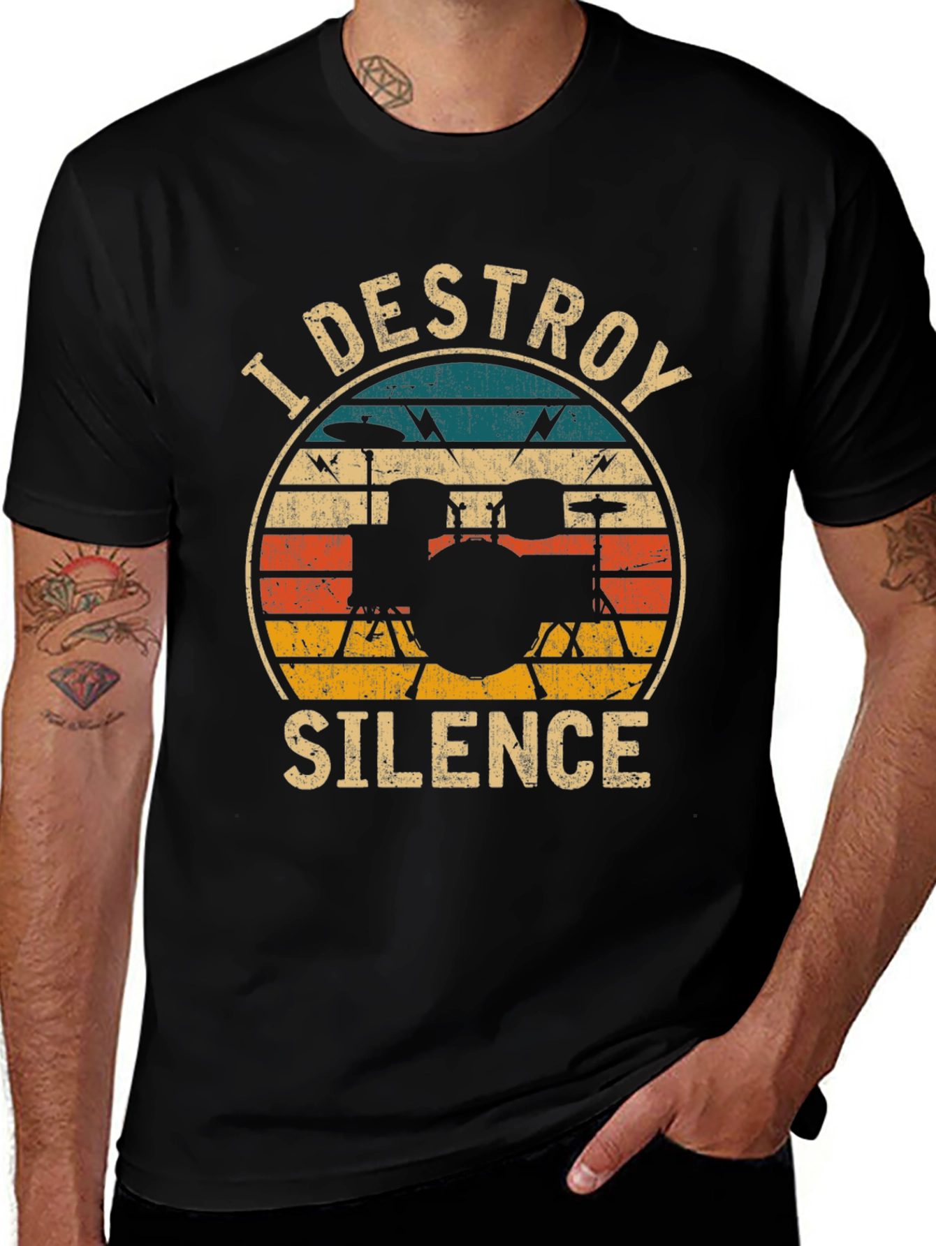 I Destroy Silence Drummer T-Shirt - Black