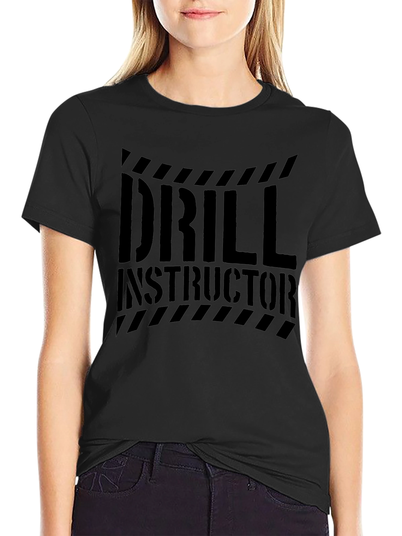 Drill Instructor Graphic Print Black T-Shirt